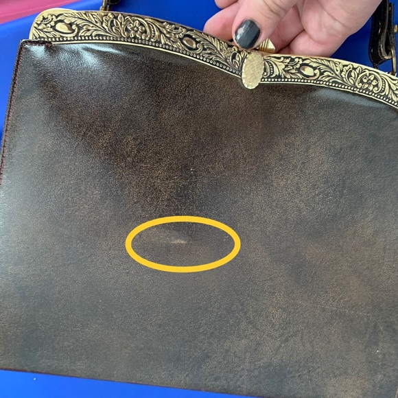 Vintage 50s Brown Leather Boxed Handbag - Picture 13 of 13